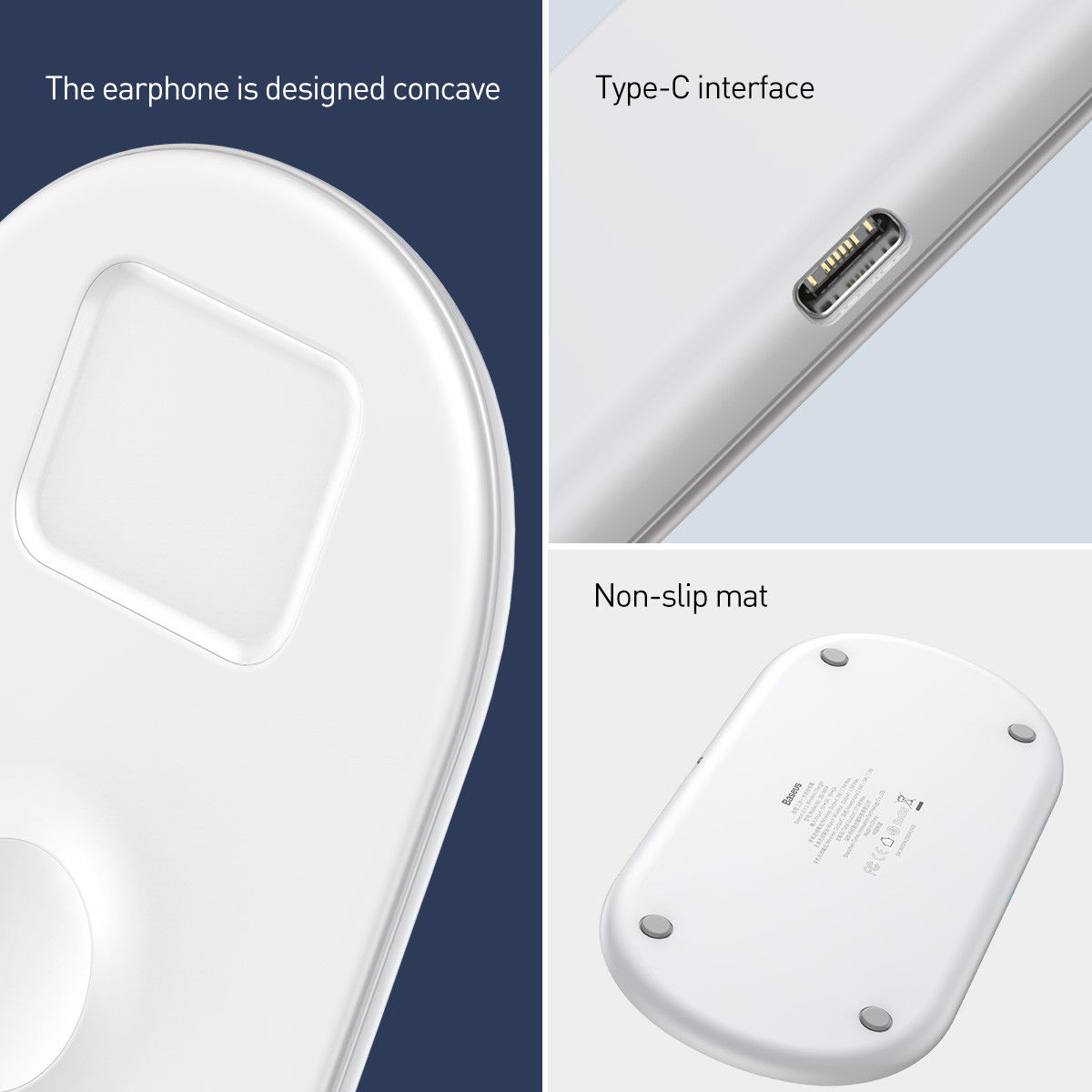 Baseus 3-in-1 18W Draadloze Oplader Smartphone Apple Watch AirPods Wit afbeelding 9