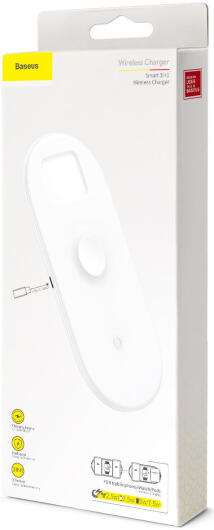 Baseus 3-in-1 18W Draadloze Oplader Smartphone Apple Watch AirPods Wit afbeelding 10