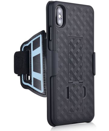 Apple iPhone XS Max Sportarmband met Back Cover Kickstand Hoes Sporthoesjes