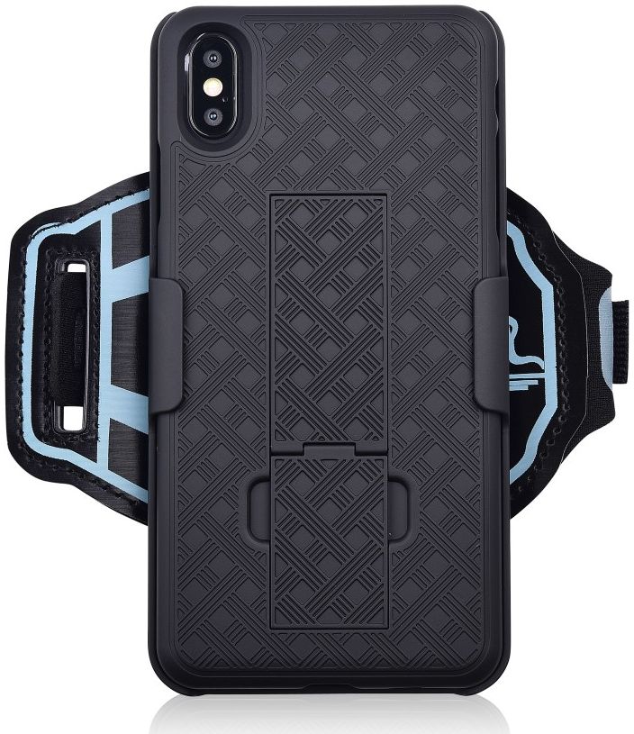 Apple iPhone XS Max Sportarmband met Back Cover Kickstand Hoes afbeelding 3