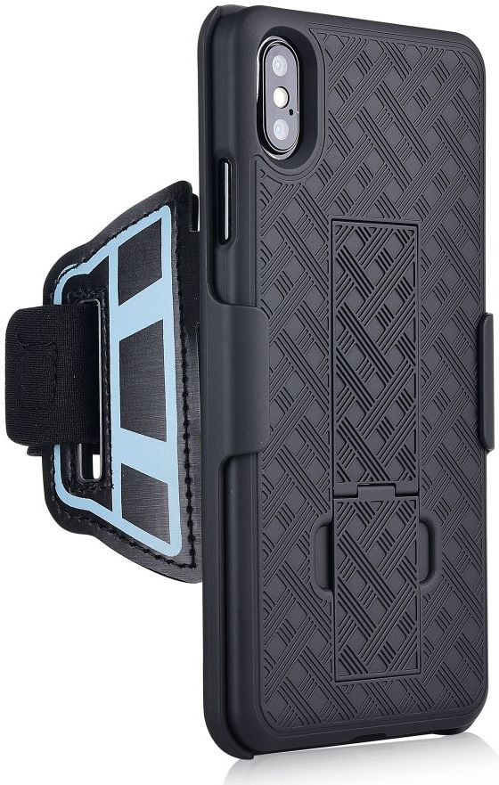 Apple iPhone XS Max Sportarmband met Back Cover Kickstand Hoes afbeelding 1