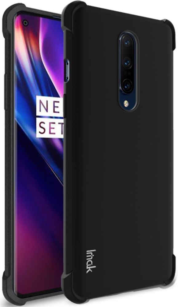 IMAK OnePlus 8 Hoesje Flexibel TPU met Screenprotector Metaal Zwart afbeelding 2