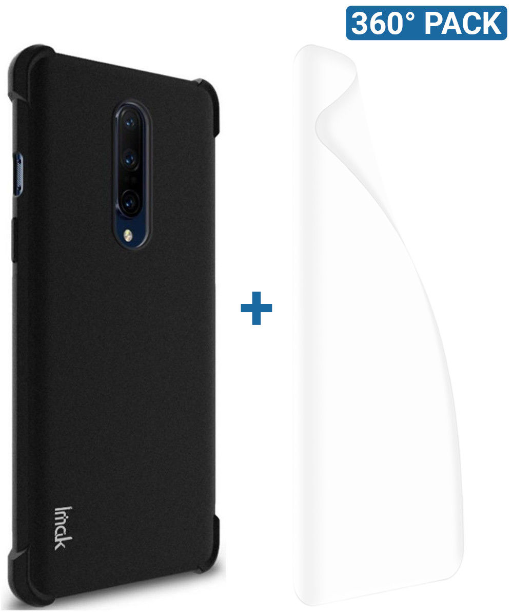 IMAK OnePlus 8 Hoesje Flexibel TPU met Screenprotector Matte Zwart afbeelding 1