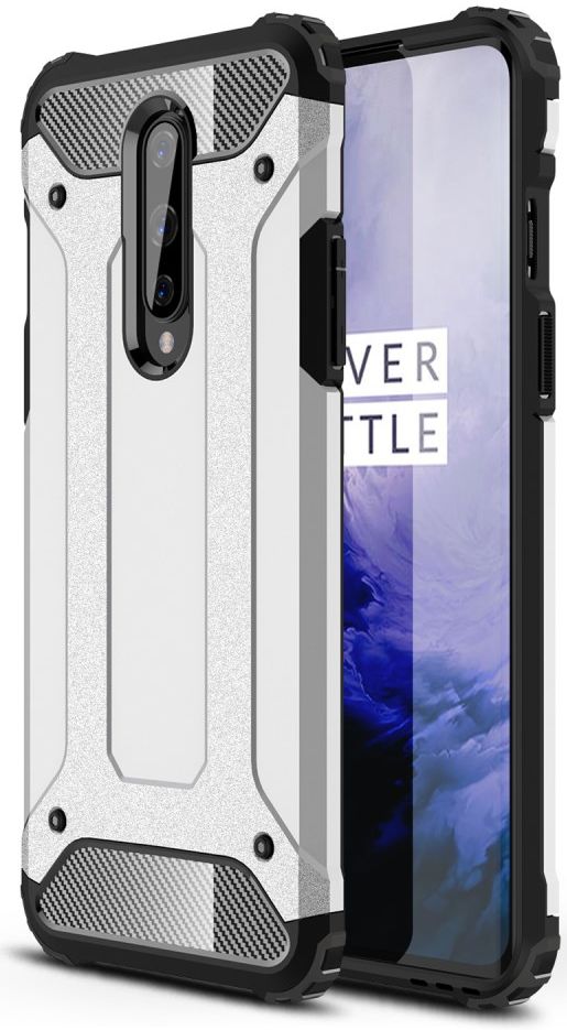 OnePlus 8 Hoesje Shock Proof Hybride Back Cover Zilver afbeelding 1
