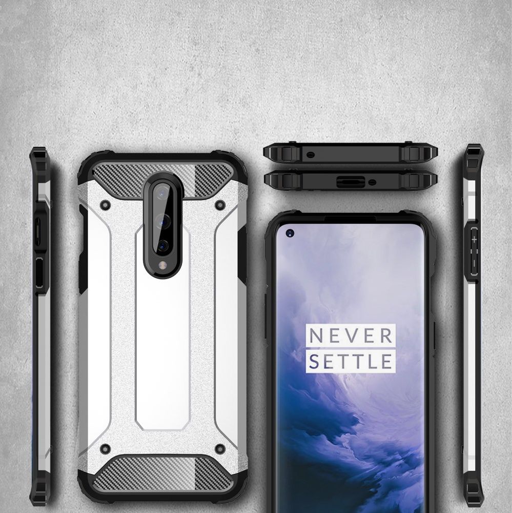 OnePlus 8 Hoesje Shock Proof Hybride Back Cover Zilver afbeelding 4