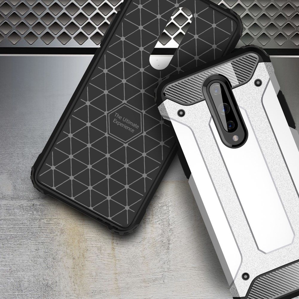 OnePlus 8 Hoesje Shock Proof Hybride Back Cover Zilver afbeelding 2