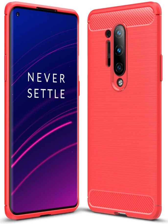 OnePlus 8 Pro Hoesje TPU Gebordsteld Rood afbeelding 1