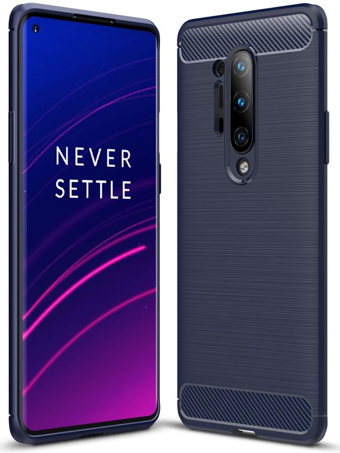 OnePlus 8 Pro Hoesje TPU Gebordsteld Blauw afbeelding 1