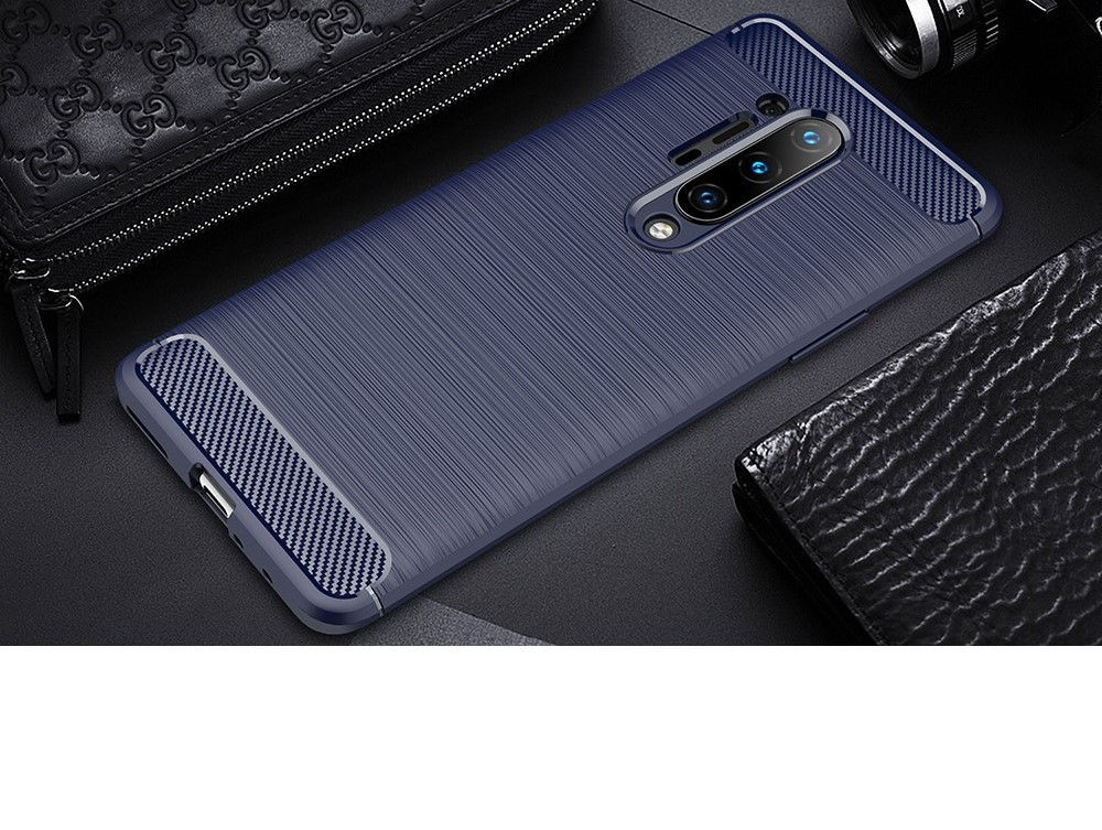 OnePlus 8 Pro Hoesje TPU Gebordsteld Blauw afbeelding 2