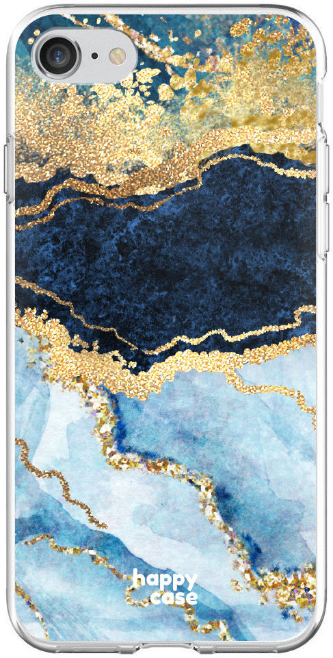 HappyCase iPhone SE 2020/2022 Hoesje Flexibel TPU Blauw Marmer Print afbeelding 6