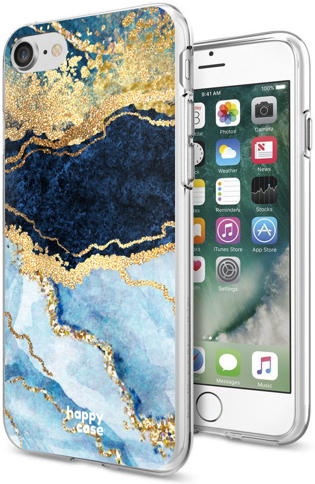 HappyCase iPhone SE 2020/2022 Hoesje Flexibel TPU Blauw Marmer Print afbeelding 7