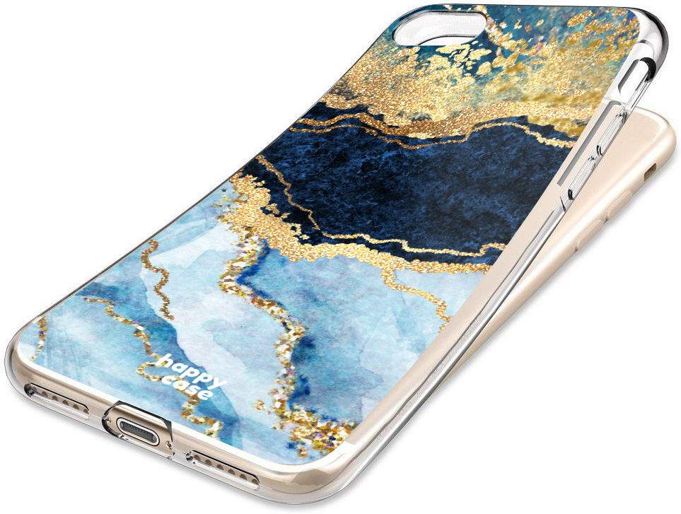HappyCase iPhone SE 2020/2022 Hoesje Flexibel TPU Blauw Marmer Print afbeelding 9