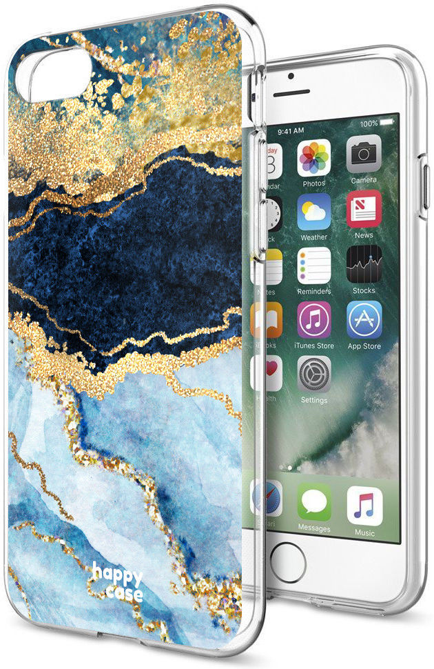 HappyCase iPhone SE 2020/2022 Hoesje Flexibel TPU Blauw Marmer Print afbeelding 8