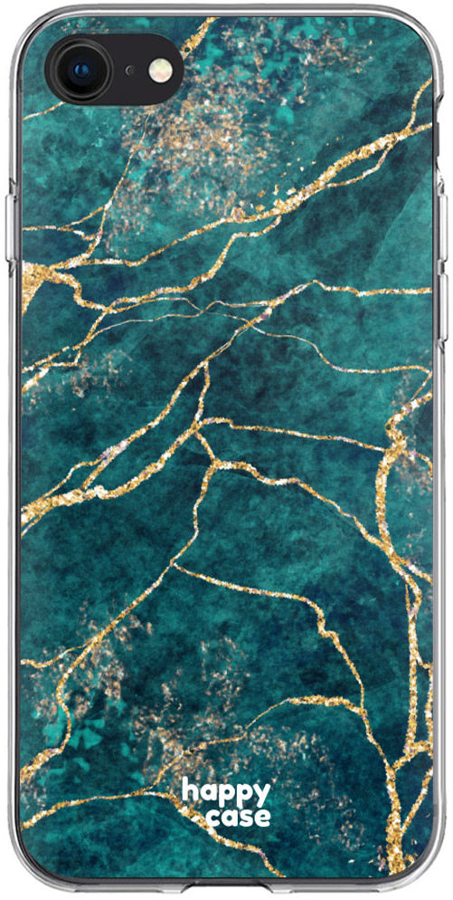 HappyCase iPhone SE 2020/2022 Hoesje Flexibel TPU Aqua Marmer Print afbeelding 1