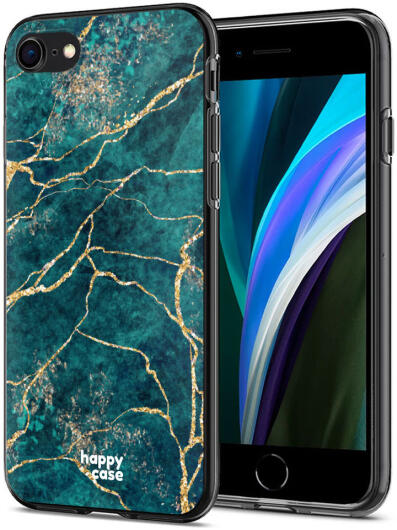 HappyCase iPhone SE 2020/2022 Hoesje Flexibel TPU Aqua Marmer Print afbeelding 2