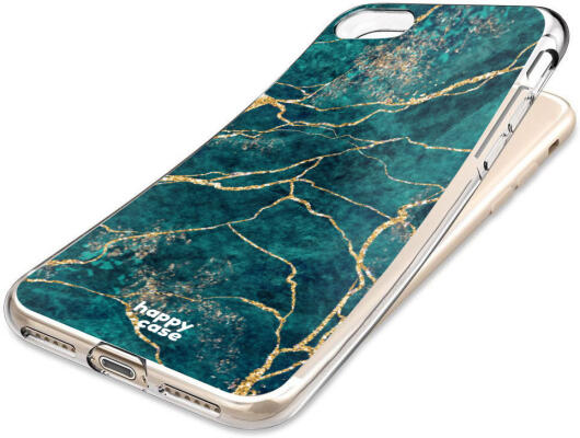 HappyCase iPhone SE 2020/2022 Hoesje Flexibel TPU Aqua Marmer Print afbeelding 8