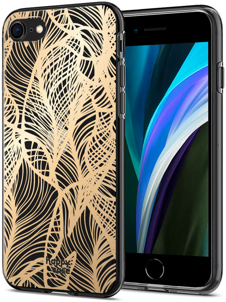 HappyCase Apple iPhone SE 2020 Hoesje Flexibel TPU Golden Leaves Print afbeelding 2
