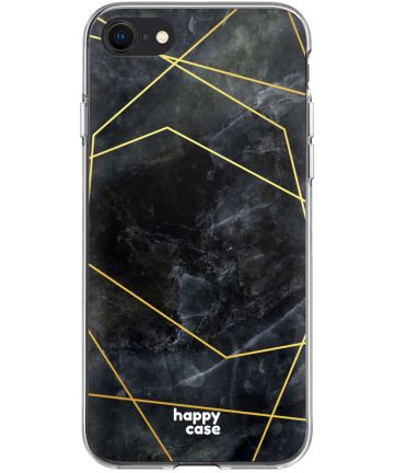 HappyCase iPhone SE 2020/2022 Hoesje Flexibel TPU Zwart Marmer Print Hoesjes