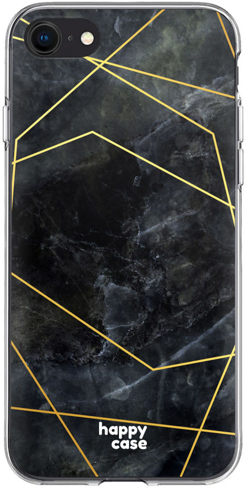 HappyCase iPhone SE 2020/2022 Hoesje Flexibel TPU Zwart Marmer Print afbeelding 1