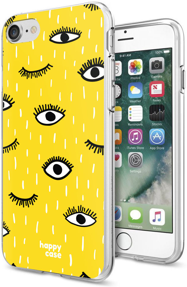 HappyCase iPhone SE 2020/2022 Hoesje Flexibel TPU Yellow Eye Print afbeelding 5