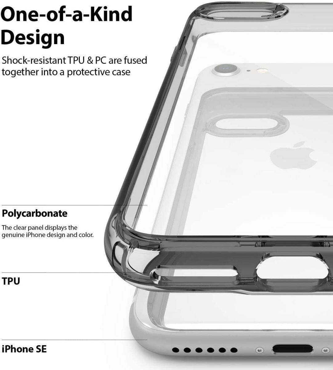 Ringke Fusion Apple iPhone SE (2020/2022) Hoesje Transparant/Zwart afbeelding 5