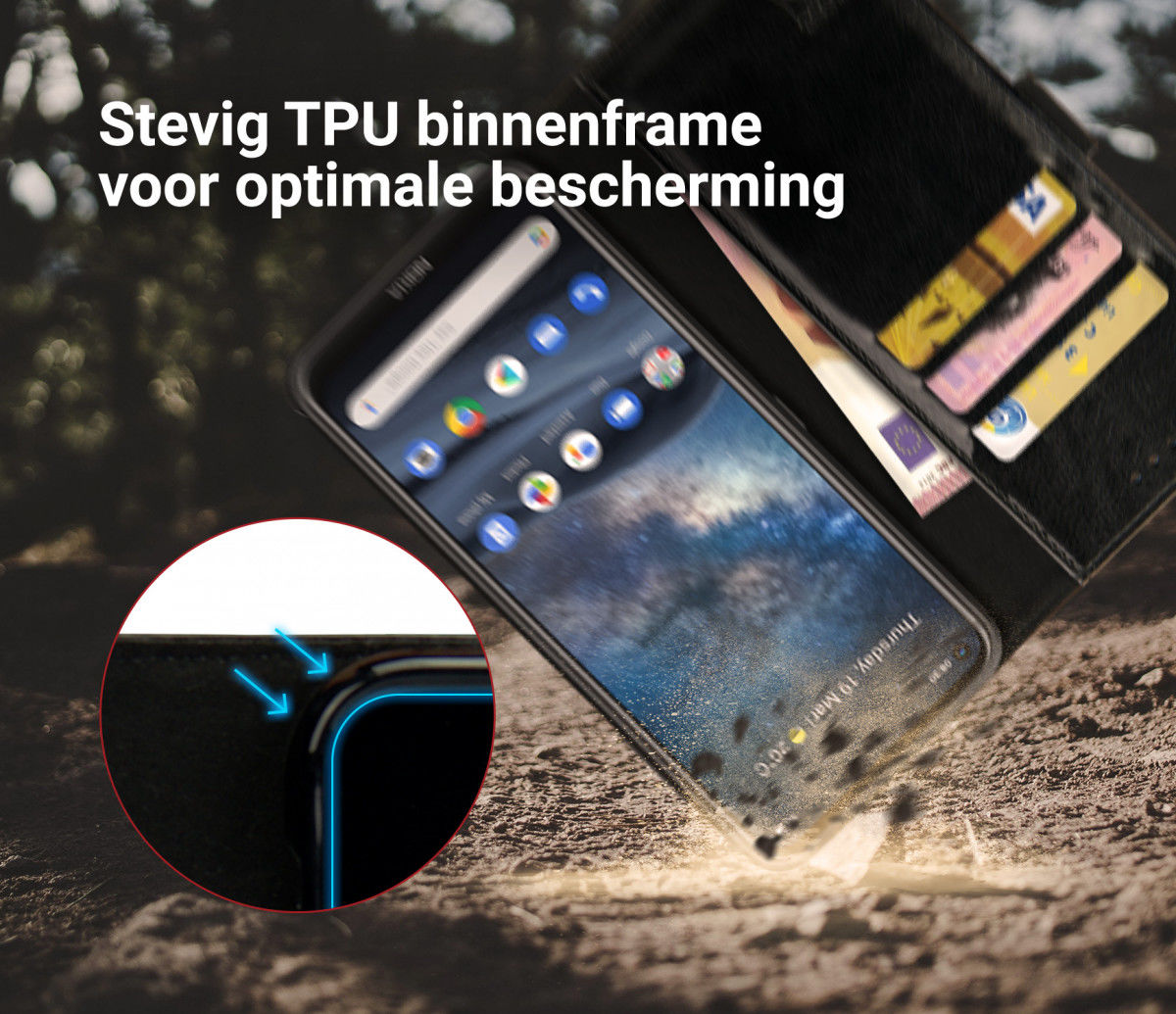 Rosso Element Nokia 8.3 Hoesje Book Cover Zwart afbeelding 6