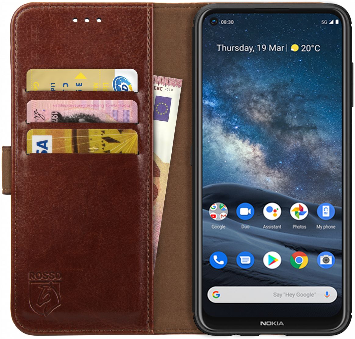 Rosso Element Nokia 8.3 Hoesje Book Cover Bruin afbeelding 1