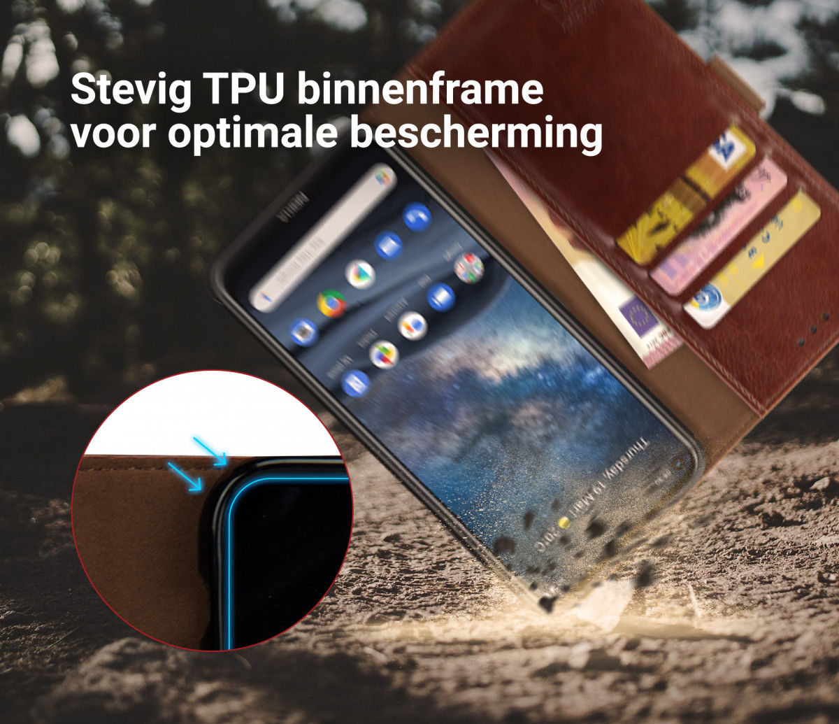 Rosso Element Nokia 8.3 Hoesje Book Cover Bruin afbeelding 6