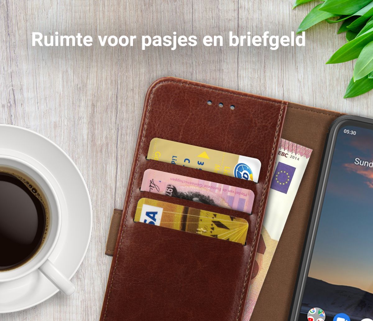 Rosso Element Nokia 5.3 Hoesje Book Cover Bruin afbeelding 9