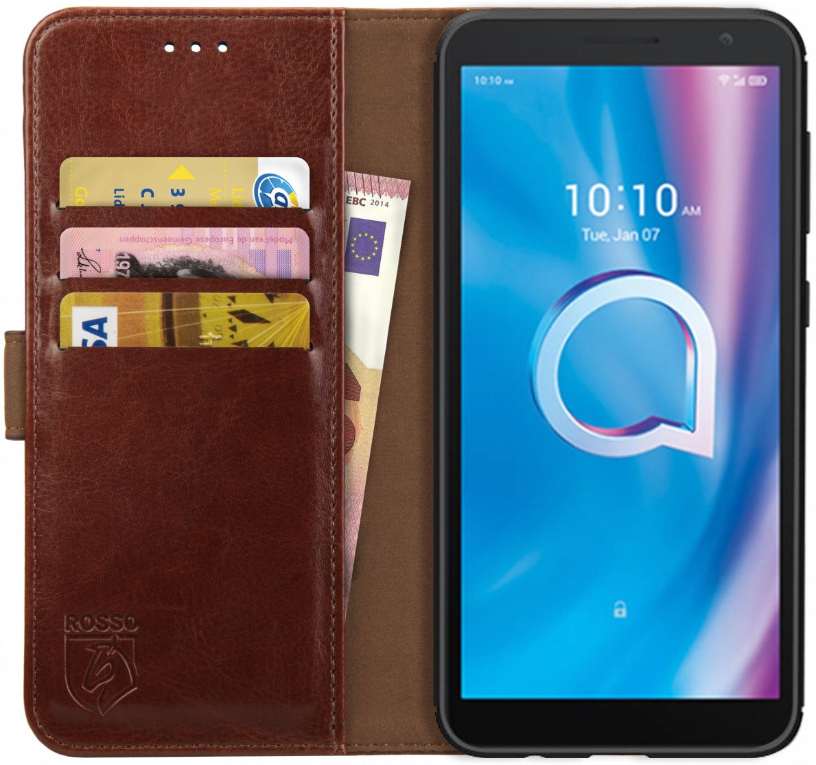 Rosso Element Alcatel 1B 2020 Hoesje Book Cover Bruin afbeelding 1