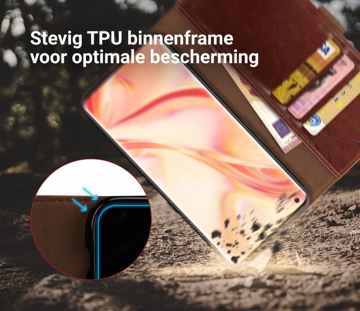 Rosso Element Oppo Find X2 Pro Hoesje Book Cover Bruin afbeelding 5