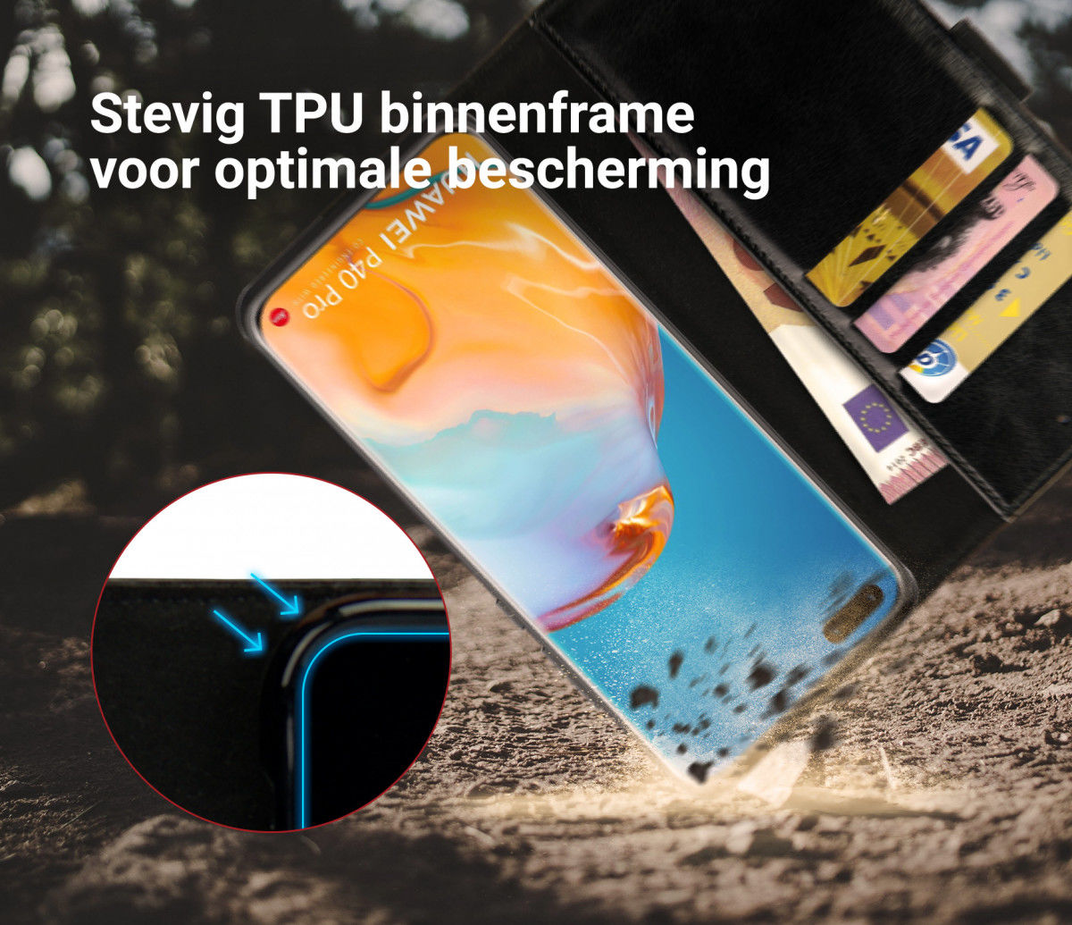 Rosso Element Huawei P40 Pro Hoesje Book Cover Zwart afbeelding 6