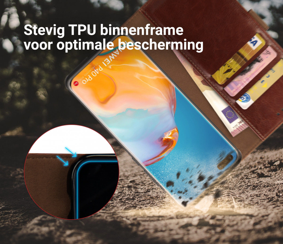 Rosso Element Huawei P40 Pro Hoesje Book Cover Bruin afbeelding 6