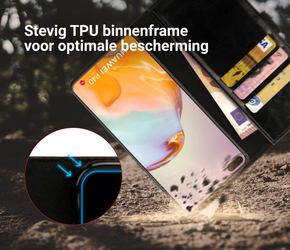 Rosso Element Huawei P40 Hoesje Book Cover Zwart afbeelding 6