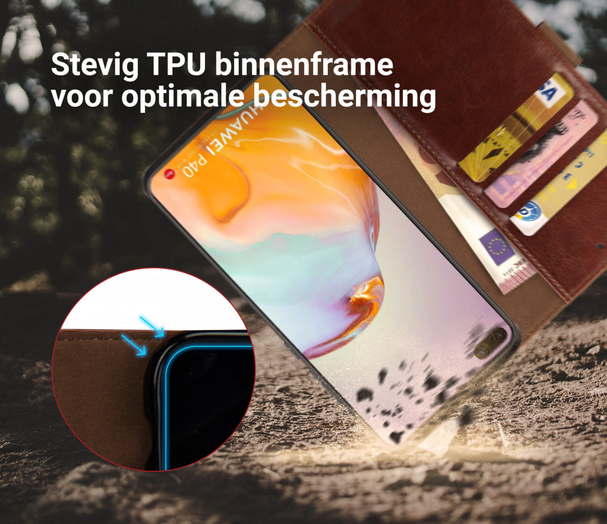 Rosso Element Huawei P40 Hoesje Book Cover Bruin afbeelding 6