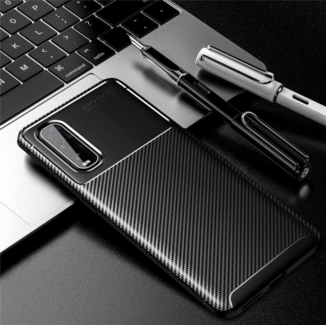 Oppo Find X2 Siliconen Carbon Hoesje Zwart afbeelding 1