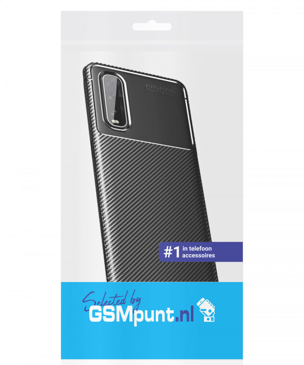 Oppo Find X2 Siliconen Carbon Hoesje Zwart afbeelding 2