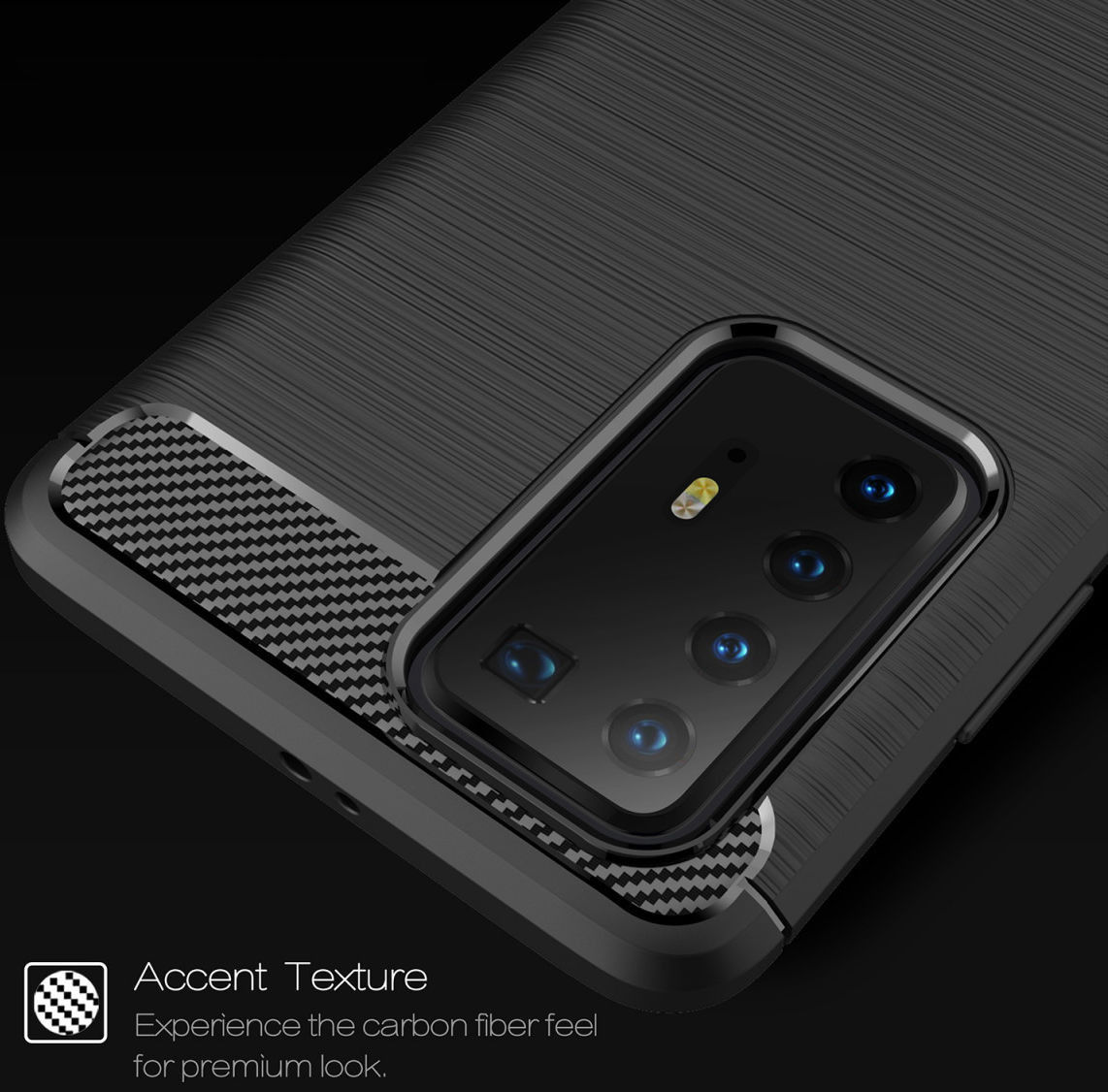 Huawei P40 Pro Hoesje Geborsteld TPU Zwart afbeelding 7