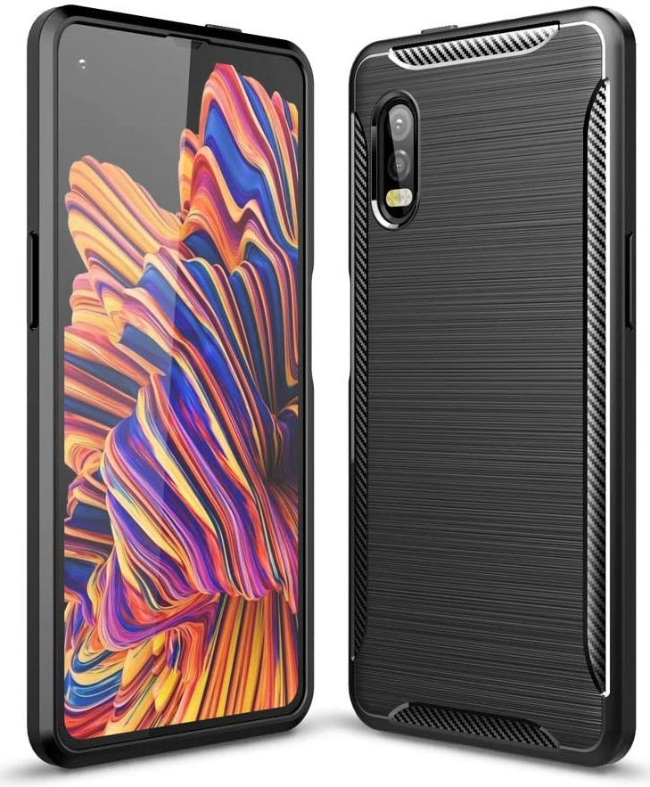 Samsung Galaxy Xcover Pro Geborsteld TPU Hoesje Zwart afbeelding 1