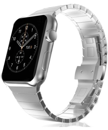 Apple Watch 45MM / 44MM / 42MM Bandje Luxe Schakelband RVS Zilver Bandjes