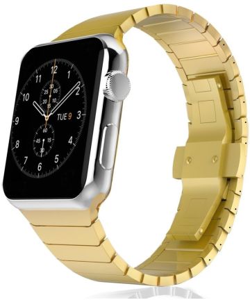 Apple Watch 45MM / 44MM / 42MM Bandje Luxe Schakelband Roestvrij Staal Goud Bandjes