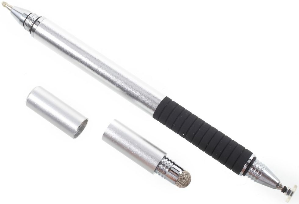 Universele Stylus Pen 3 Koppen voor Smartphone - Tablet – iPad Zilver afbeelding 2