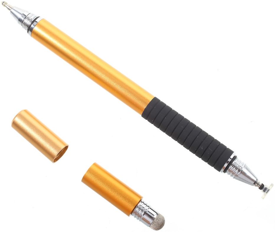 Universele Stylus Pen 3 Koppen voor Smartphone - Tablet – iPad Goud afbeelding 2