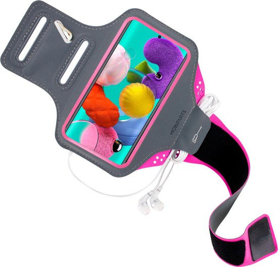 Mobiparts Comfort Fit Armband Samsung Galaxy A51 Sporthoesje Roze afbeelding 2