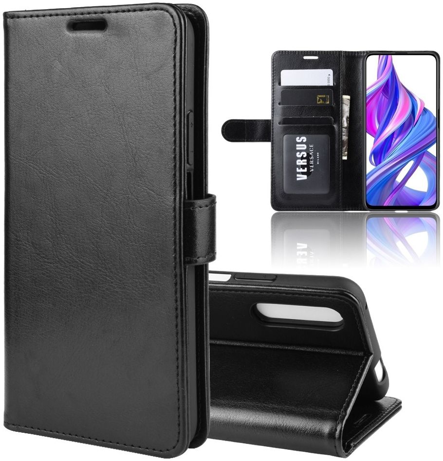 Huawei P Smart Pro Book Case Wallet Hoesje Kunst leer Zwart afbeelding 2