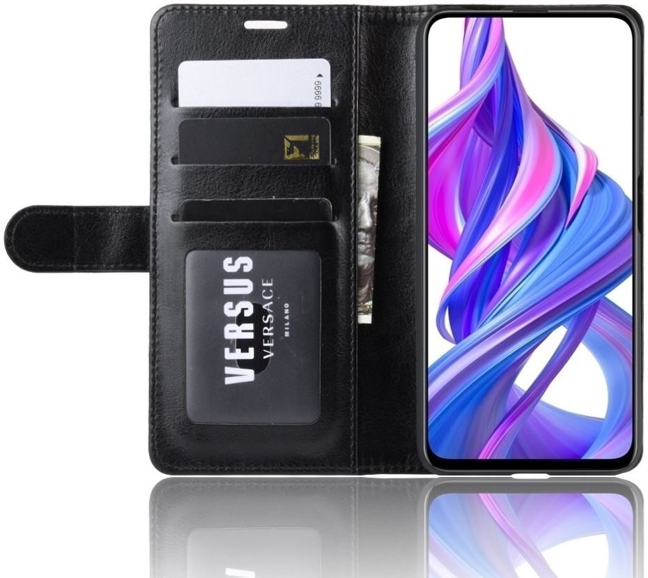 Huawei P Smart Pro Book Case Wallet Hoesje Kunst leer Zwart afbeelding 6