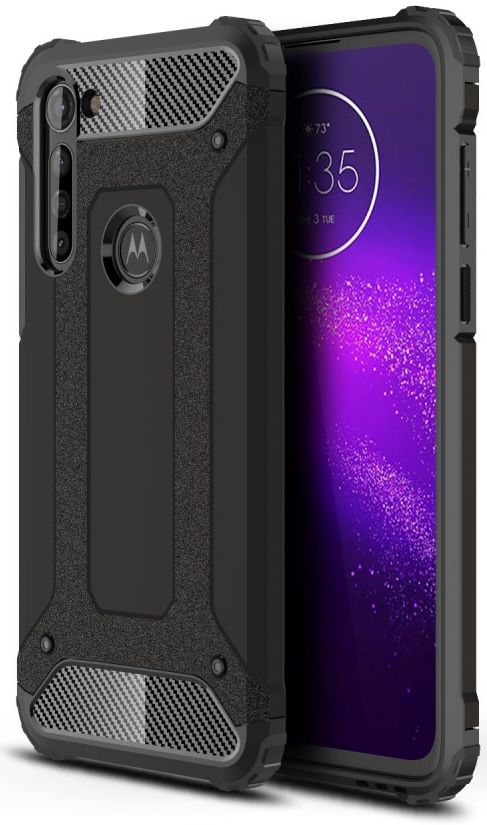 Motorola Moto G8 Power Armor Guard Hybrid Case Zwart afbeelding 1