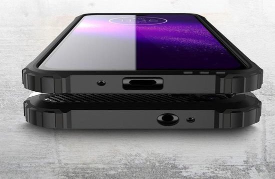 Motorola Moto G8 Power Armor Guard Hybrid Case Zwart afbeelding 2