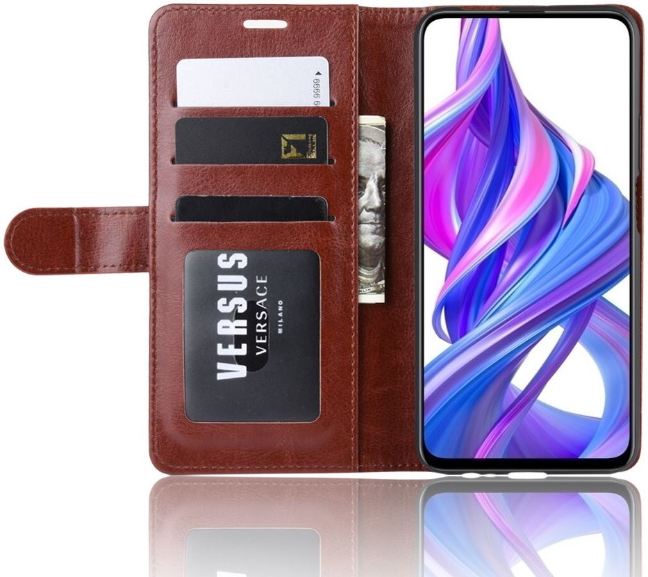 Huawei P Smart Pro Book Case Wallet Hoesje Kunst leer Bruin afbeelding 1