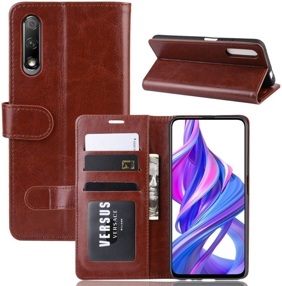 Huawei P Smart Pro Book Case Wallet Hoesje Kunst leer Bruin afbeelding 8